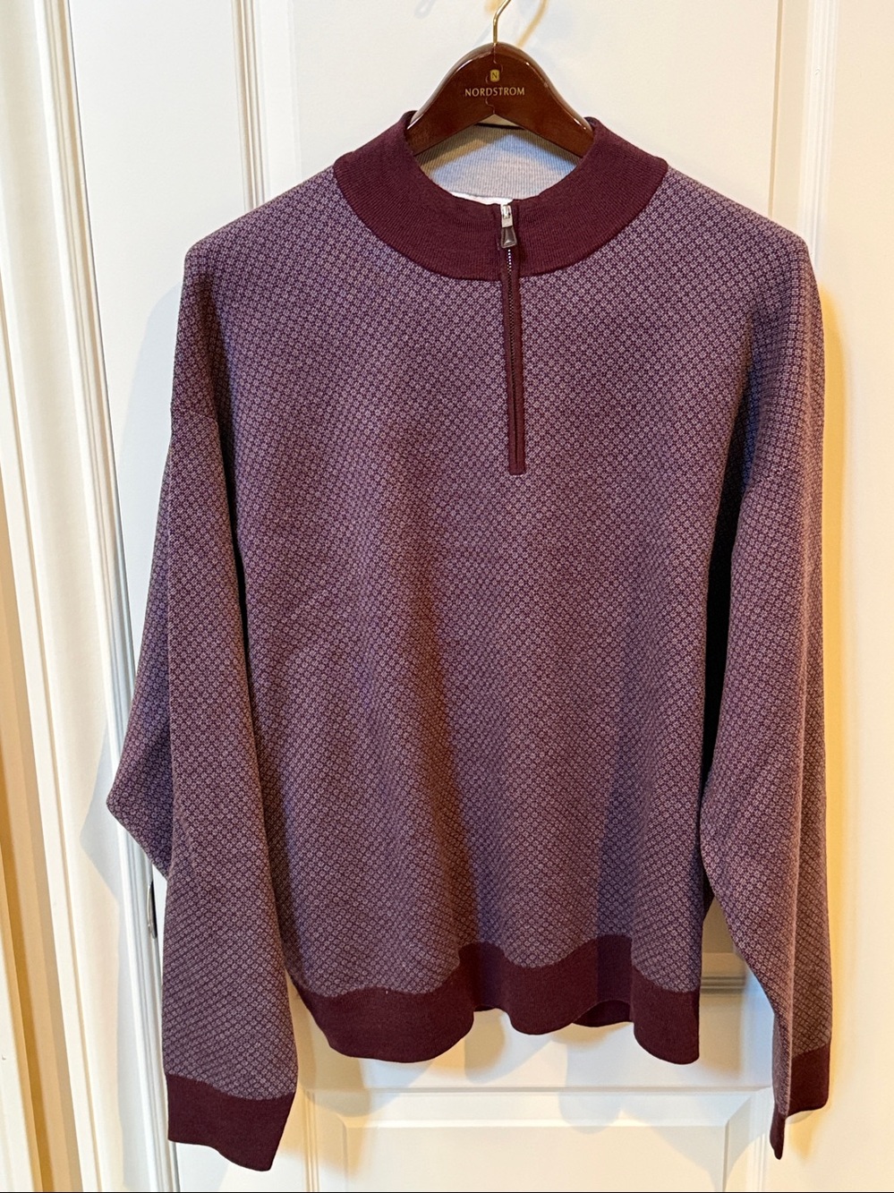 Peter Millar Plum Textured Quarter-Zip Sweater